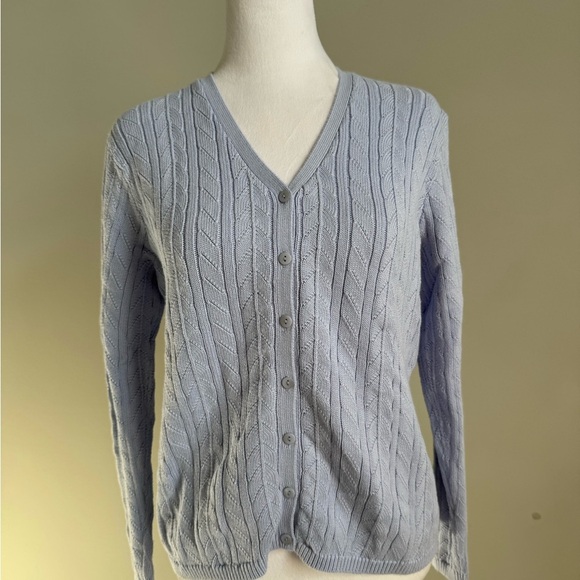 Talbots Periwinkle Cable Knit Cardigan Sweater - Picture 1 of 7